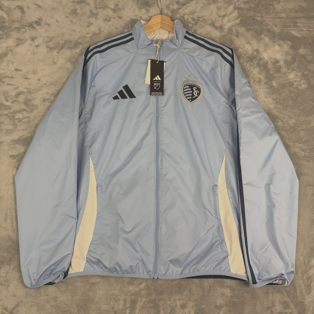 NWT Adidas Sporting Kansas City MLS Reversible Anthem Jacket JE5625 Mens Medium